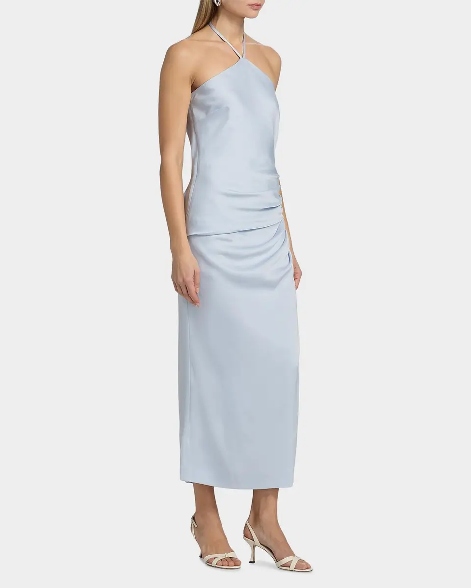 Simkhai Hansel Ruched Satin Halter Maxi Dress | Thumbnail 7