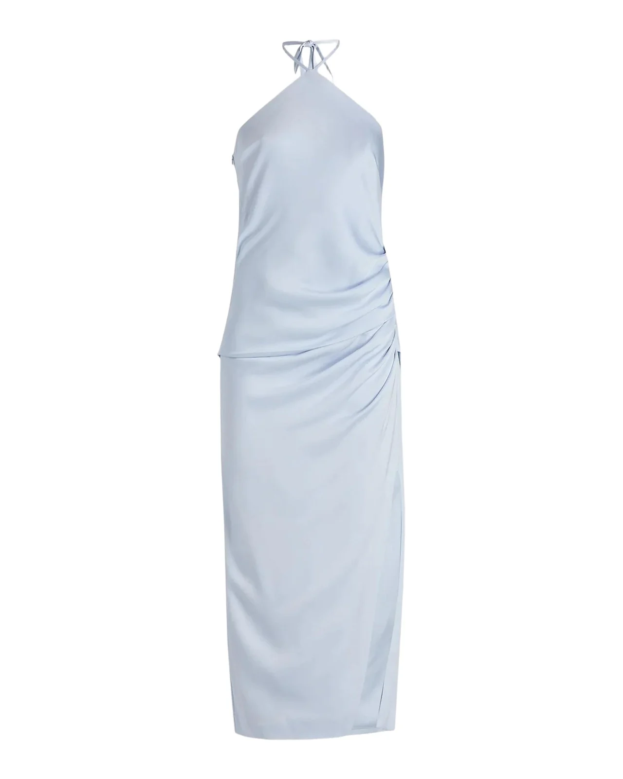 Hansel Ruched Satin Halter Maxi Dress