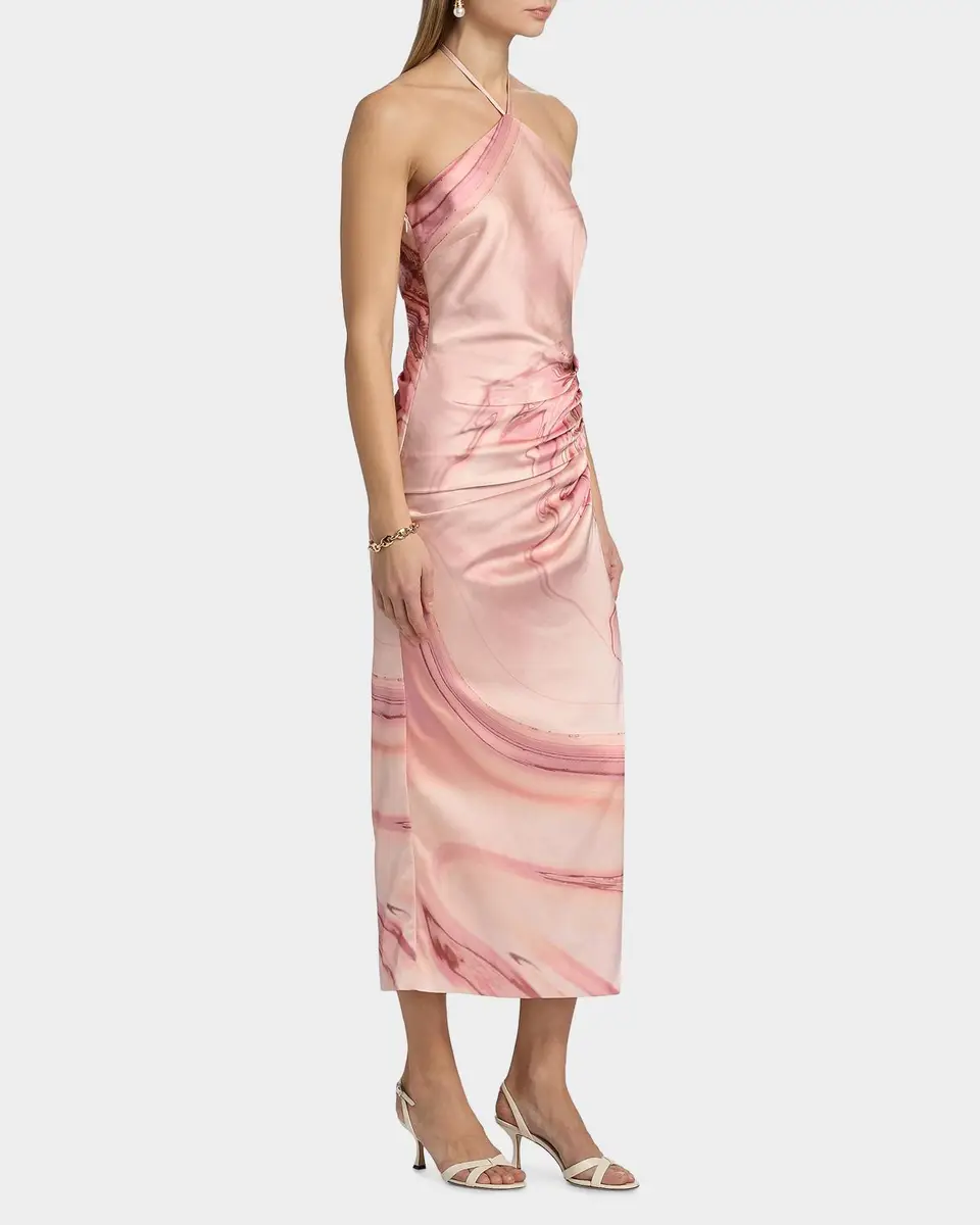Simkhai Hansel Oil Spill-Print Satin Halter Midi Dress | Thumbnail 7 Simkhai Hansel Oil Spill-Print Satin Halter Midi Dress | Thumbnail 7