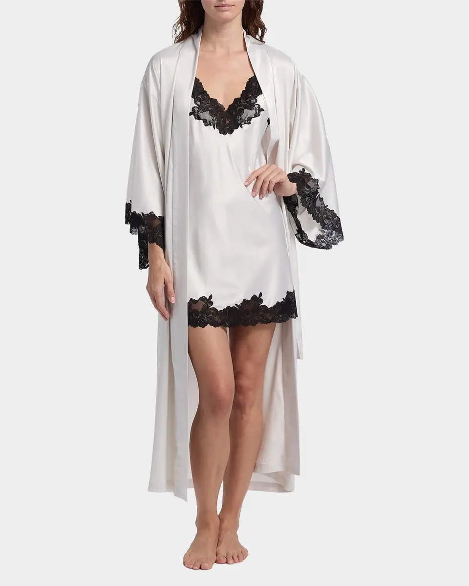 Natori Peony Glamour Lace-Trim Robe | Thumbnail 2 Natori Peony Glamour Lace-Trim Robe | Thumbnail 2