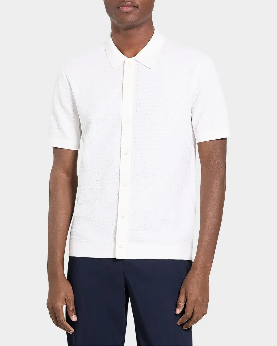 Theory Men's Cairn Cotton Waffle-Knit Shirt | Thumbnail 4 Theory Men's Cairn Cotton Waffle-Knit Shirt | Thumbnail 4