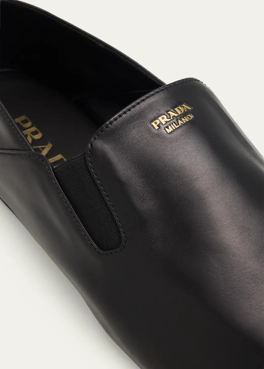 Prada Men's Leather Slip-On Loafers | Thumbnail 5 Prada Men's Leather Slip-On Loafers | Thumbnail 5
