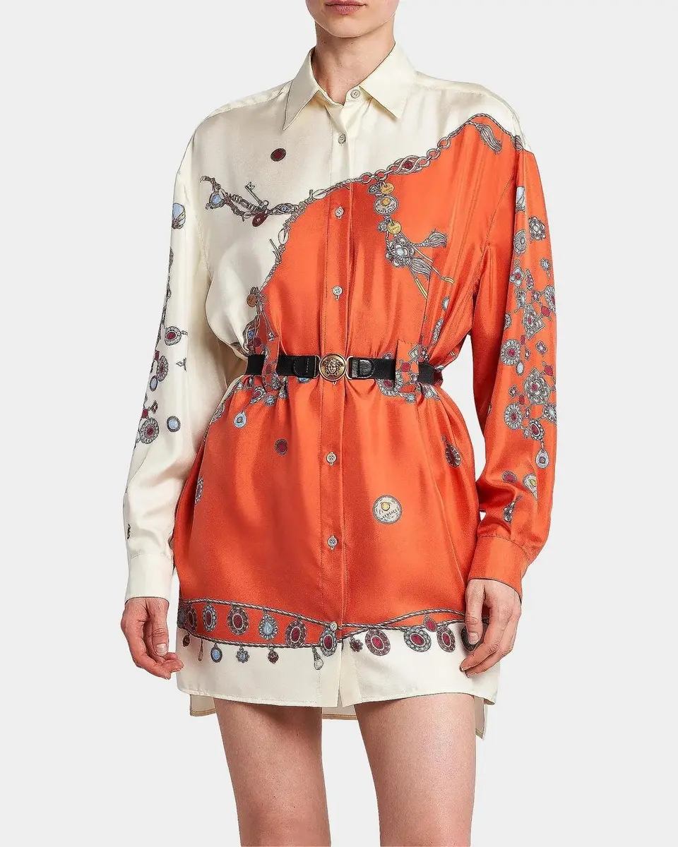 Versace Printed Silk Twill Shirtdress | Thumbnail 4 Versace Printed Silk Twill Shirtdress | Thumbnail 4