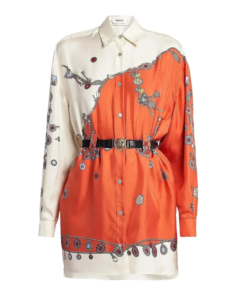 Versace Printed Silk Twill Shirtdress | Image 1 Versace Printed Silk Twill Shirtdress | Image 1