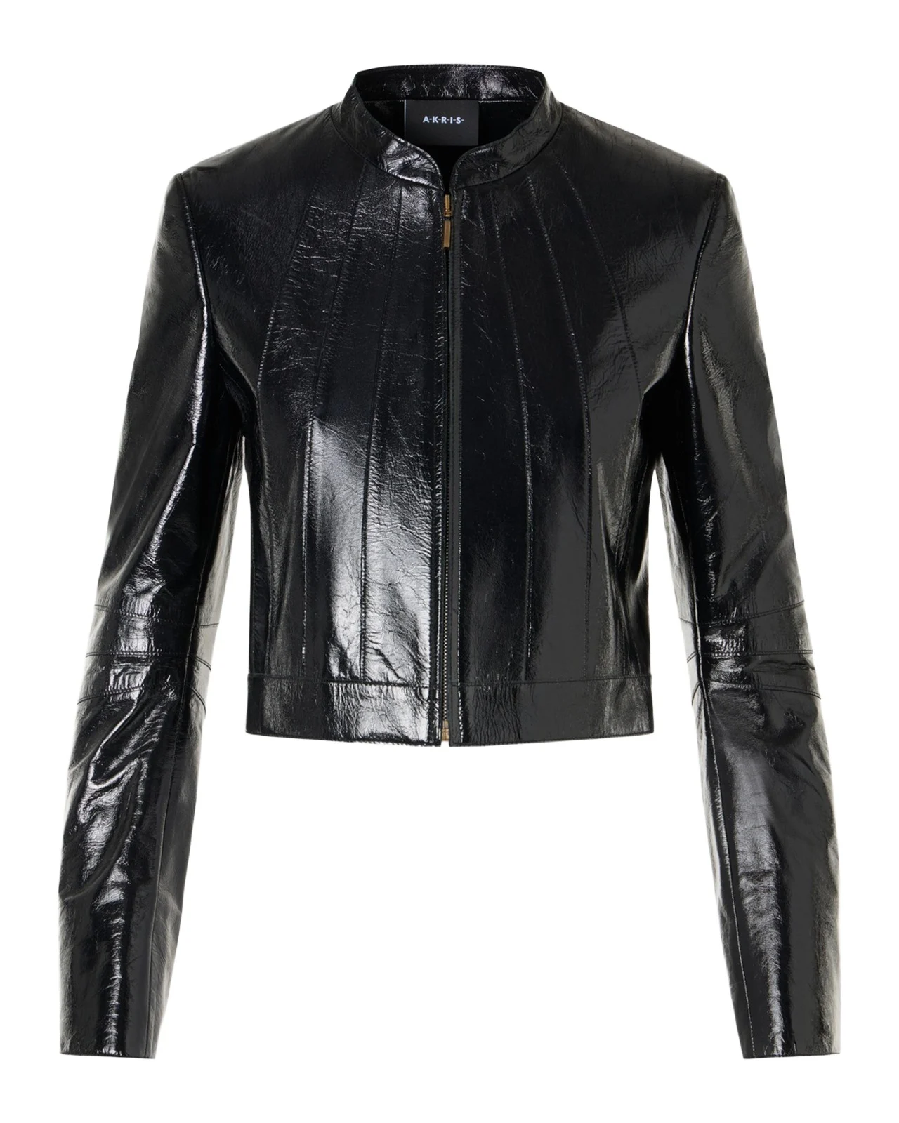 Akris Shiny Leather Crop Zip Jacket