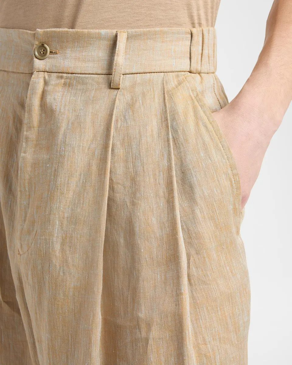 Giorgio Armani Men's Linen Oversized Straight-Leg Pleated Pants | Thumbnail 5
