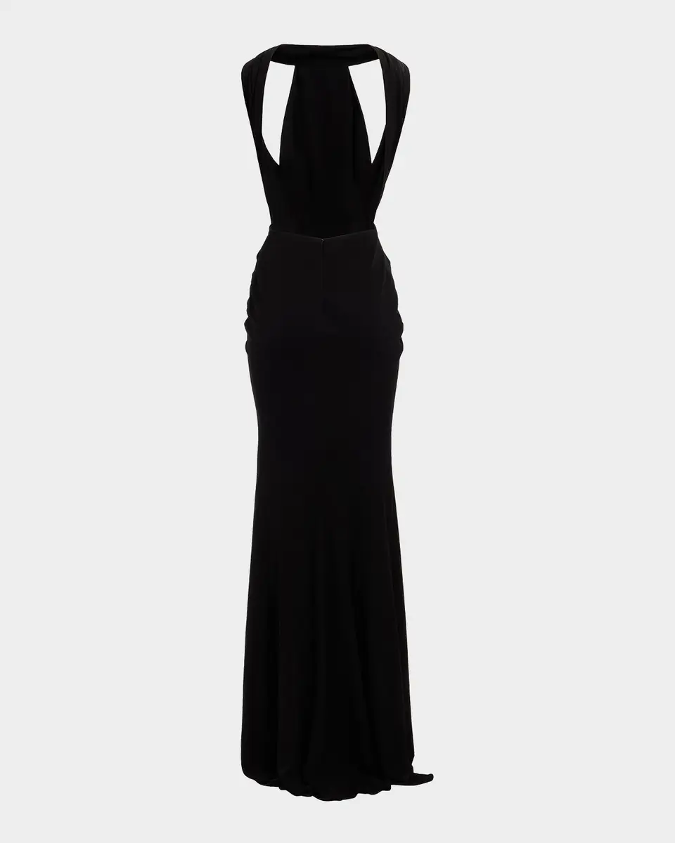 Elie Saab Crisscross Draped Jersey Backless Halter Gown | Thumbnail 4 Elie Saab Crisscross Draped Jersey Backless Halter Gown | Thumbnail 4