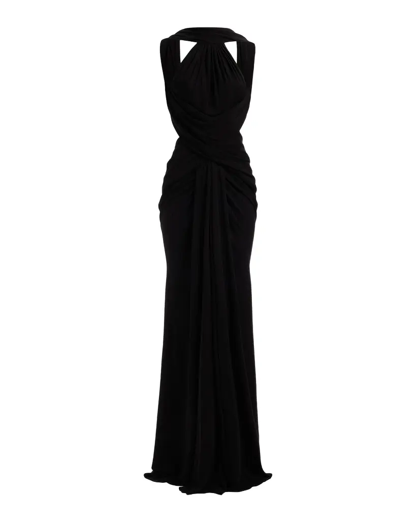 Elie Saab Crisscross Draped Jersey Backless Halter Gown | Image 1 Elie Saab Crisscross Draped Jersey Backless Halter Gown | Image 1