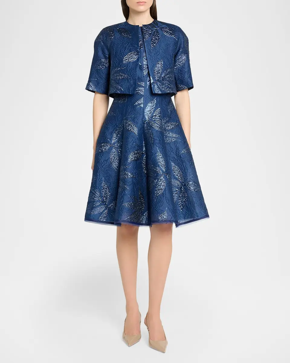 Talbot Runhof Metallic Peony Jacquard Bolero Jacket | Thumbnail 2 Talbot Runhof Metallic Peony Jacquard Bolero Jacket | Thumbnail 2