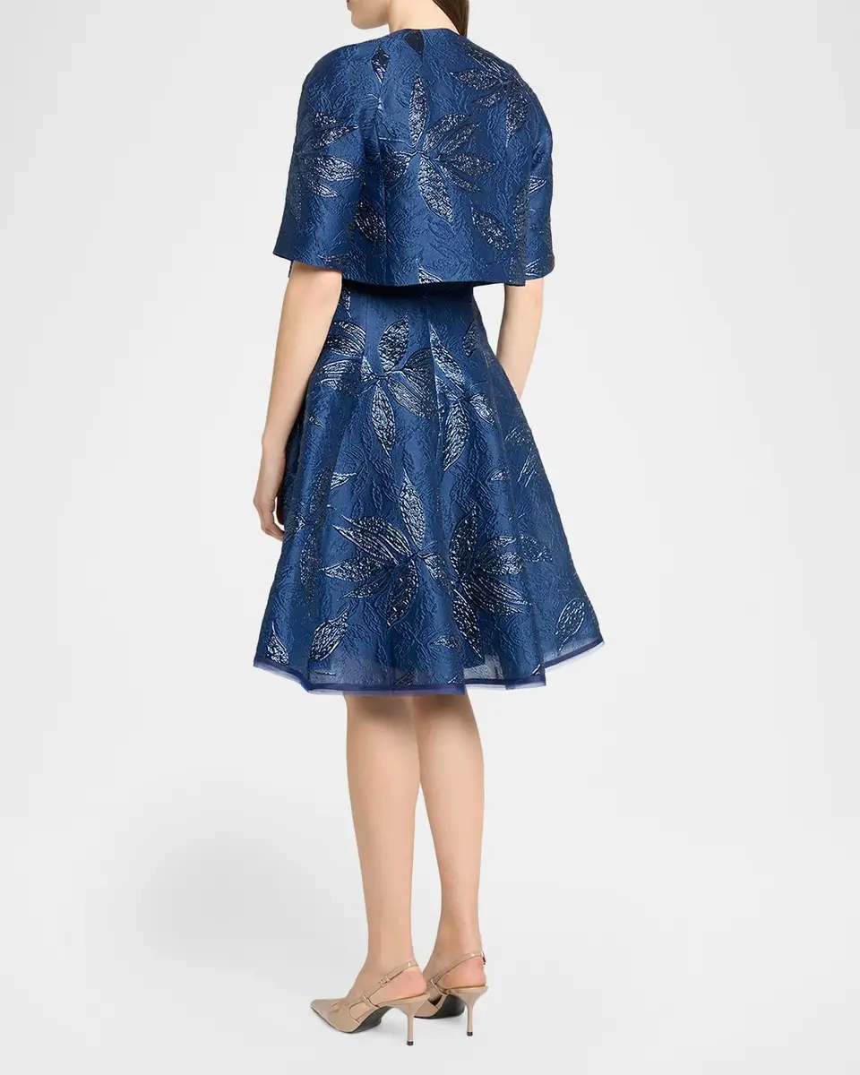 Talbot Runhof Metallic Peony Jacquard Bolero Jacket | Thumbnail 3 Talbot Runhof Metallic Peony Jacquard Bolero Jacket | Thumbnail 3