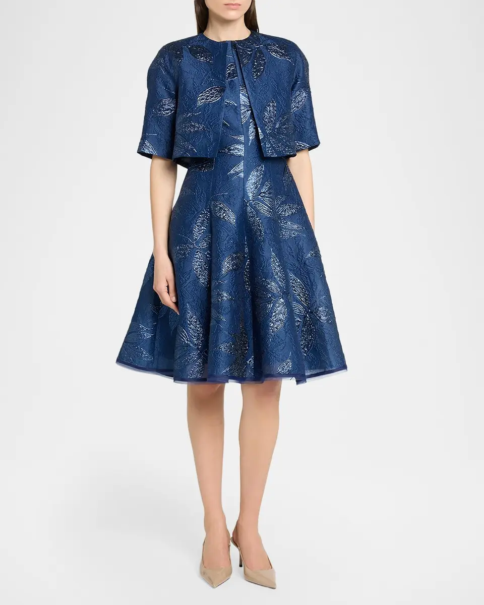 Talbot Runhof Metallic Peony Jacquard Bolero Jacket | Thumbnail 4 Talbot Runhof Metallic Peony Jacquard Bolero Jacket | Thumbnail 4