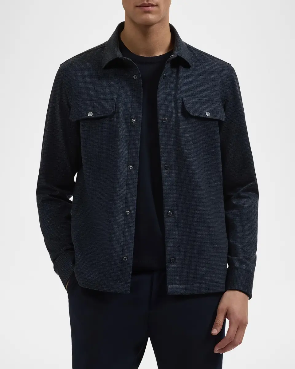 Bugatchi Men's Micro-Check Overshirt | Thumbnail 4 Bugatchi Men's Micro-Check Overshirt | Thumbnail 4