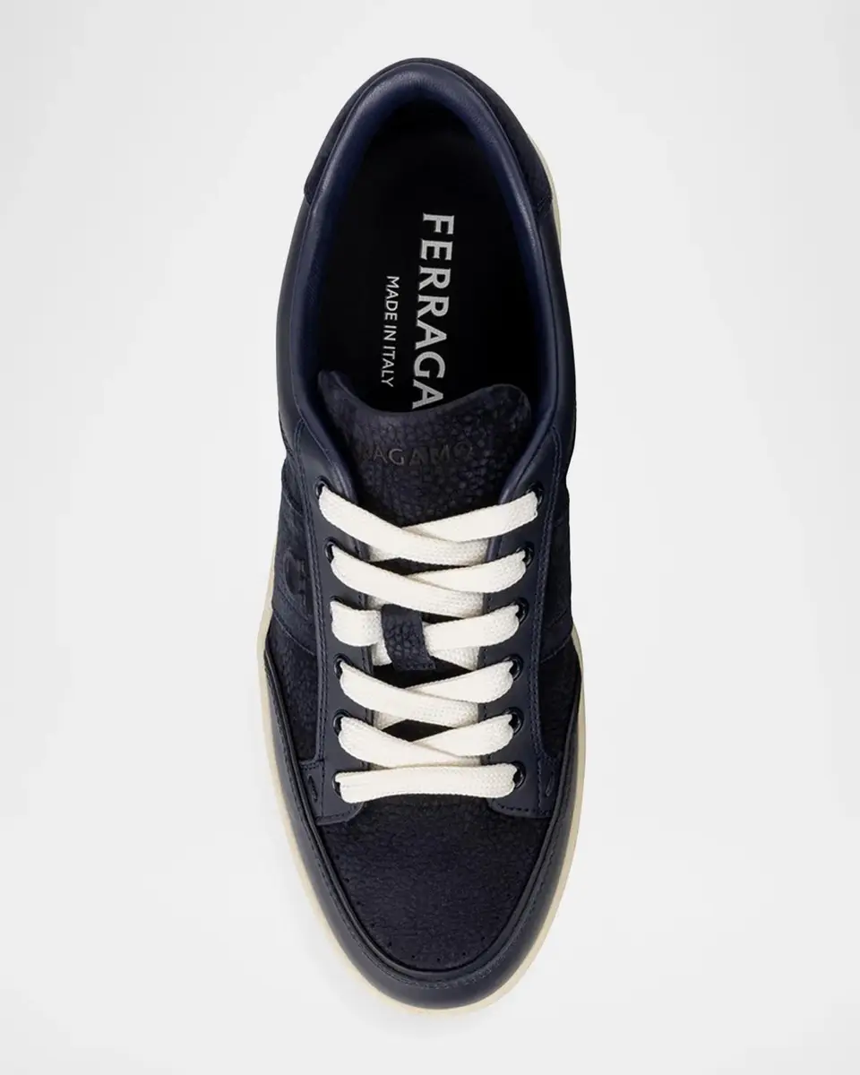 Ferragamo Men's Sergio Leather Gancio Low-Top Sneakers | Thumbnail 4 Ferragamo Men's Sergio Leather Gancio Low-Top Sneakers | Thumbnail 4