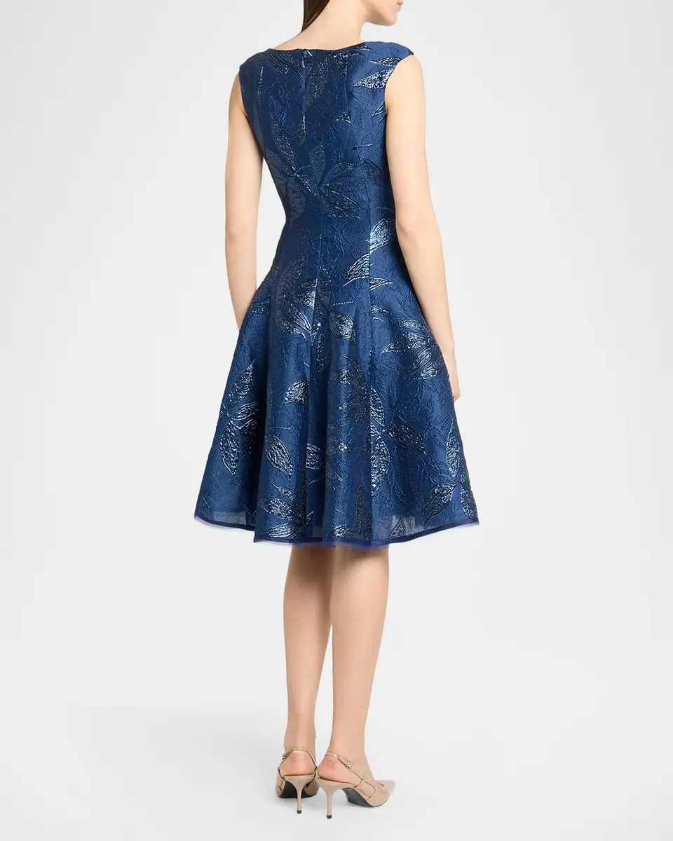 Talbot Runhof Peony Jacquard Sleeveless Short Dress | Thumbnail 3 Talbot Runhof Peony Jacquard Sleeveless Short Dress | Thumbnail 3