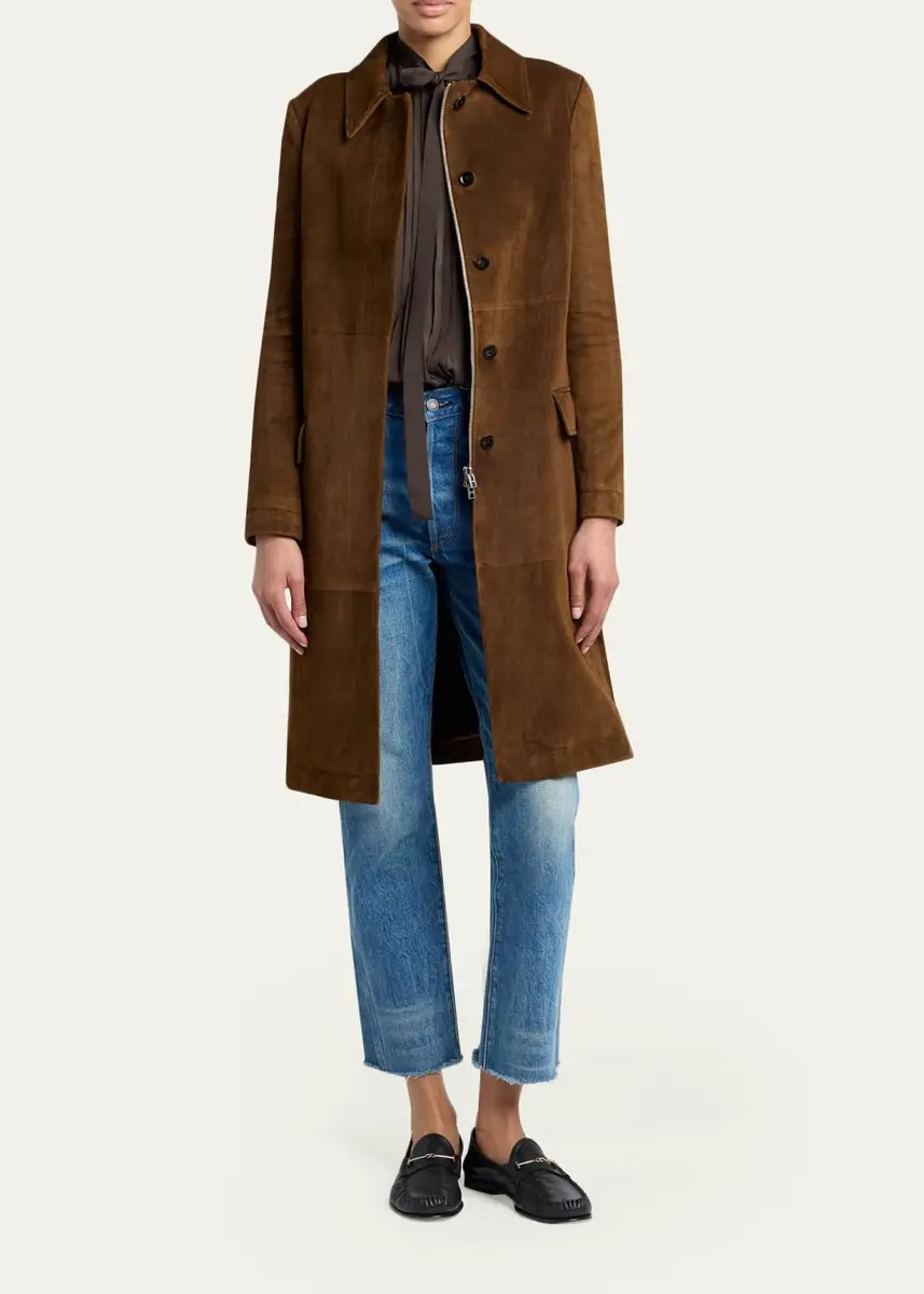 Tom Ford Suede Single-Breasted Long Coat | Thumbnail 2 Tom Ford Suede Single-Breasted Long Coat | Thumbnail 2