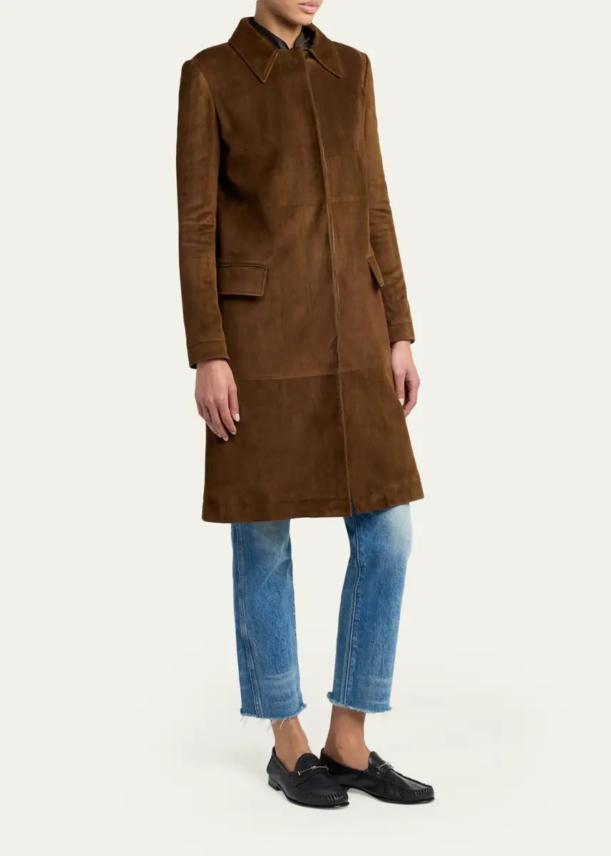 Tom Ford Suede Single-Breasted Long Coat | Thumbnail 4 Tom Ford Suede Single-Breasted Long Coat | Thumbnail 4