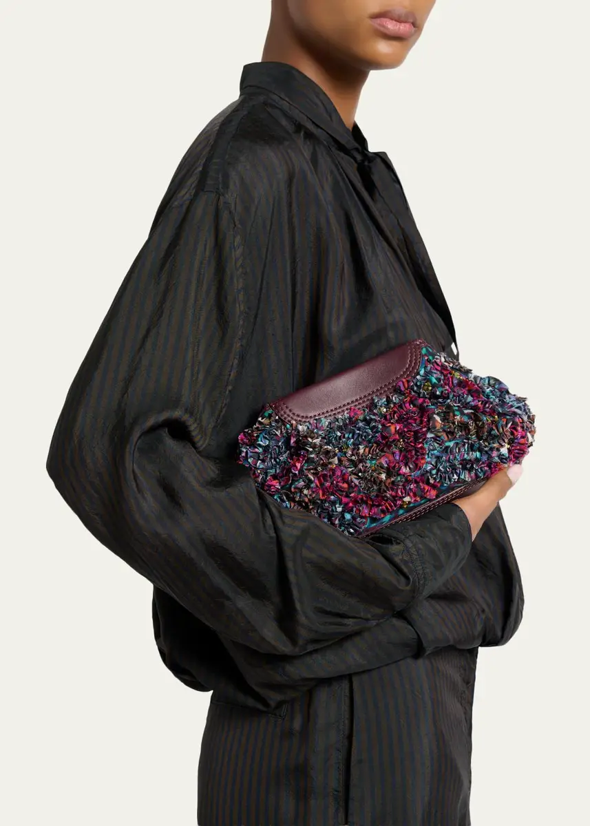Dries Van Noten Small Ruffle-Embroidered Clutch Bag | Thumbnail 2 Dries Van Noten Small Ruffle-Embroidered Clutch Bag | Thumbnail 2