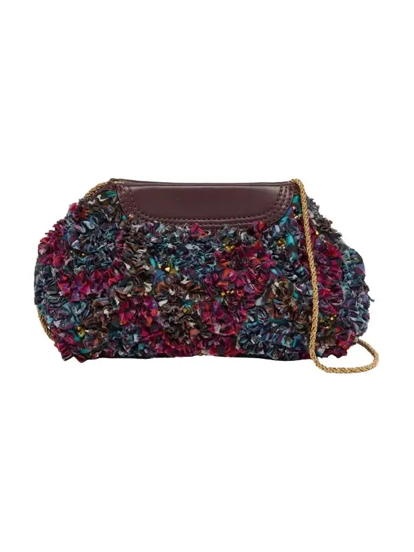 Dries Van Noten Small Ruffle-Embroidered Clutch Bag