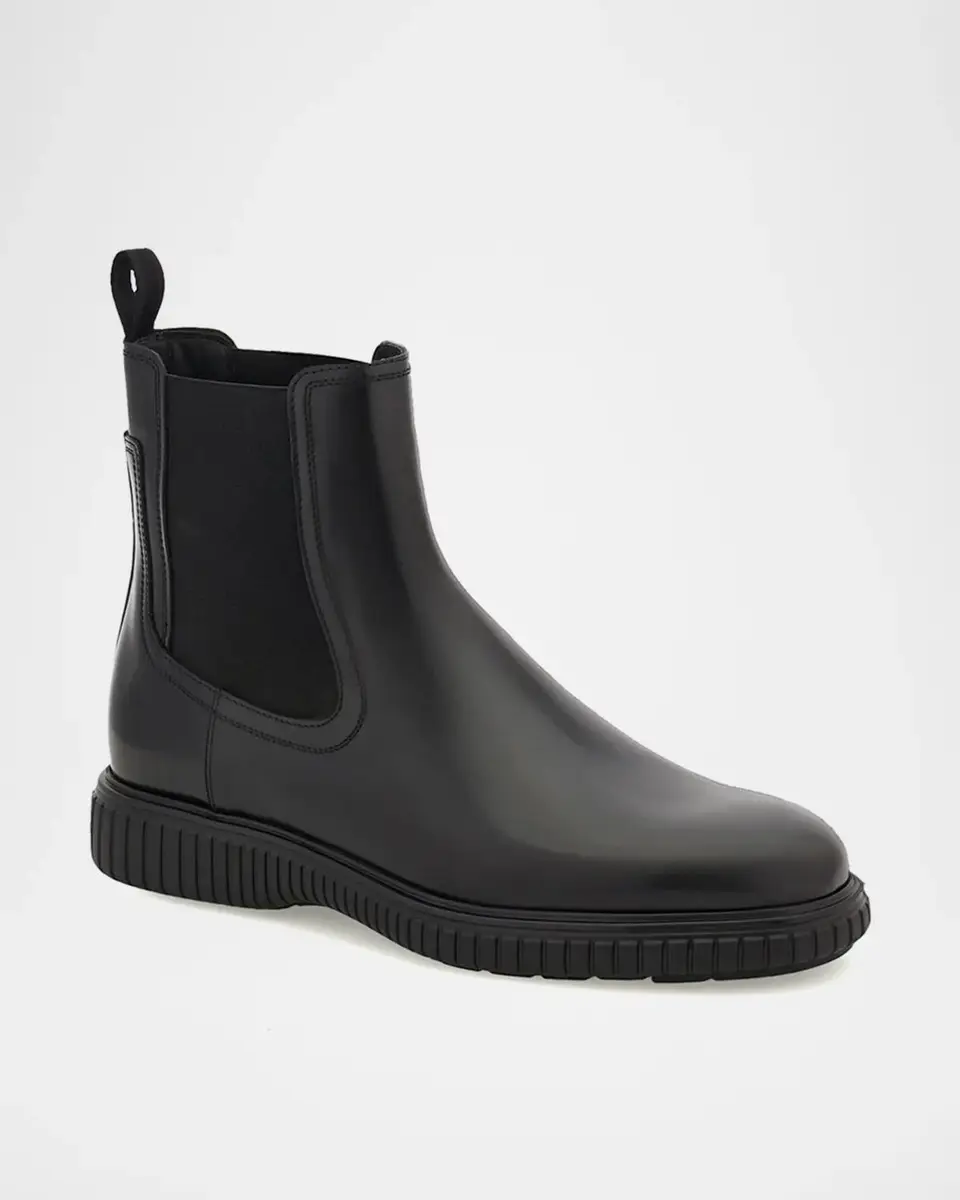 Ferragamo Men's Santo Leather Rubber-Sole Chelsea Boots | Thumbnail 4