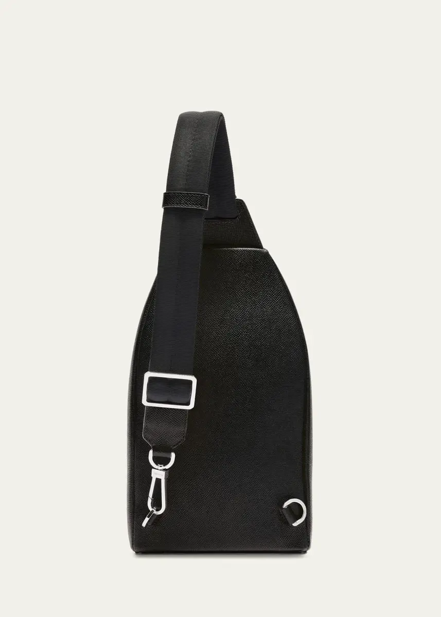 Valextra Men's V-Line Core Leather One-Shoulder Sling Backpack | Thumbnail 5 Valextra Men's V-Line Core Leather One-Shoulder Sling Backpack | Thumbnail 5