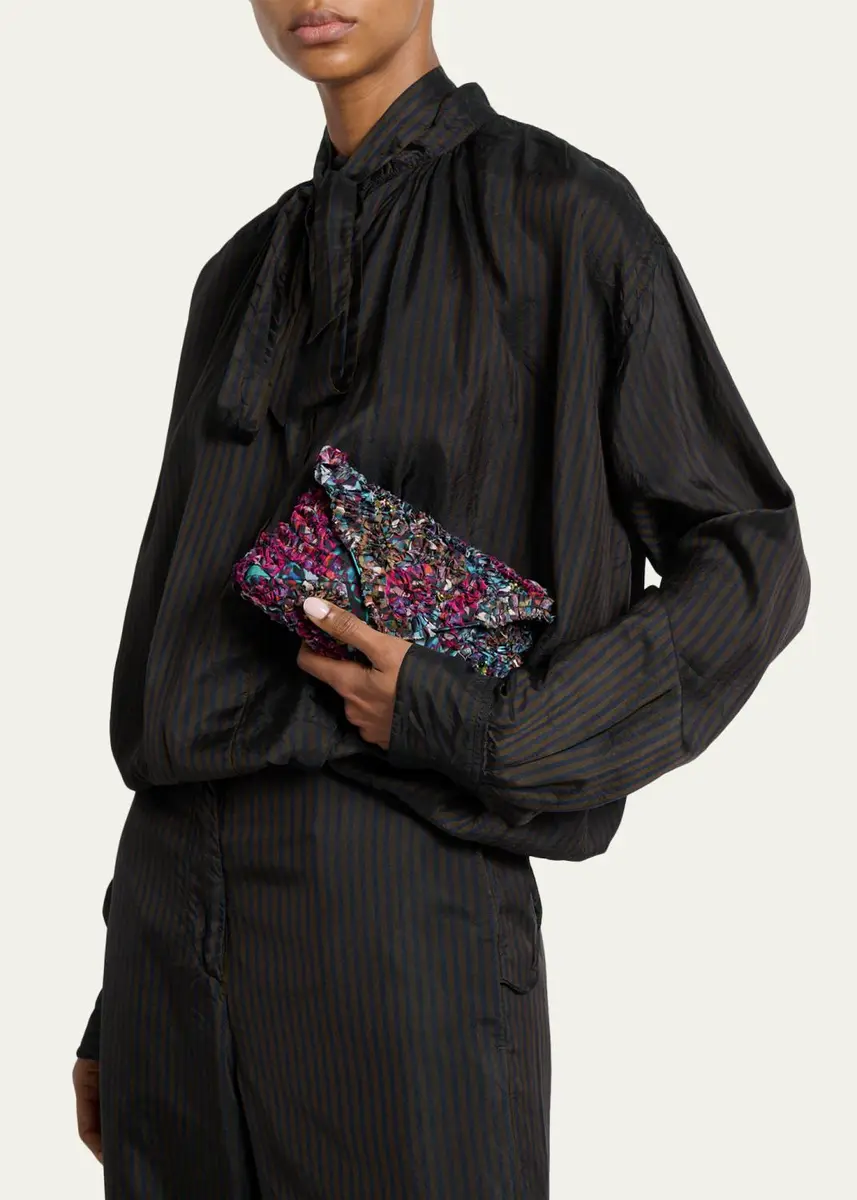 Dries Van Noten Small Ruffle-Embroidered Pouch Bag | Thumbnail 2 Dries Van Noten Small Ruffle-Embroidered Pouch Bag | Thumbnail 2