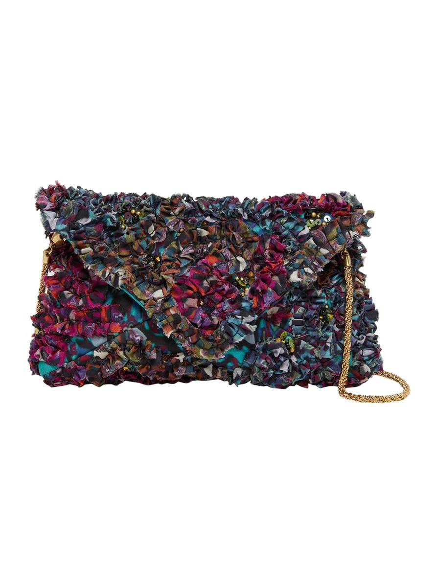 Dries Van Noten Small Ruffle-Embroidered Pouch Bag
