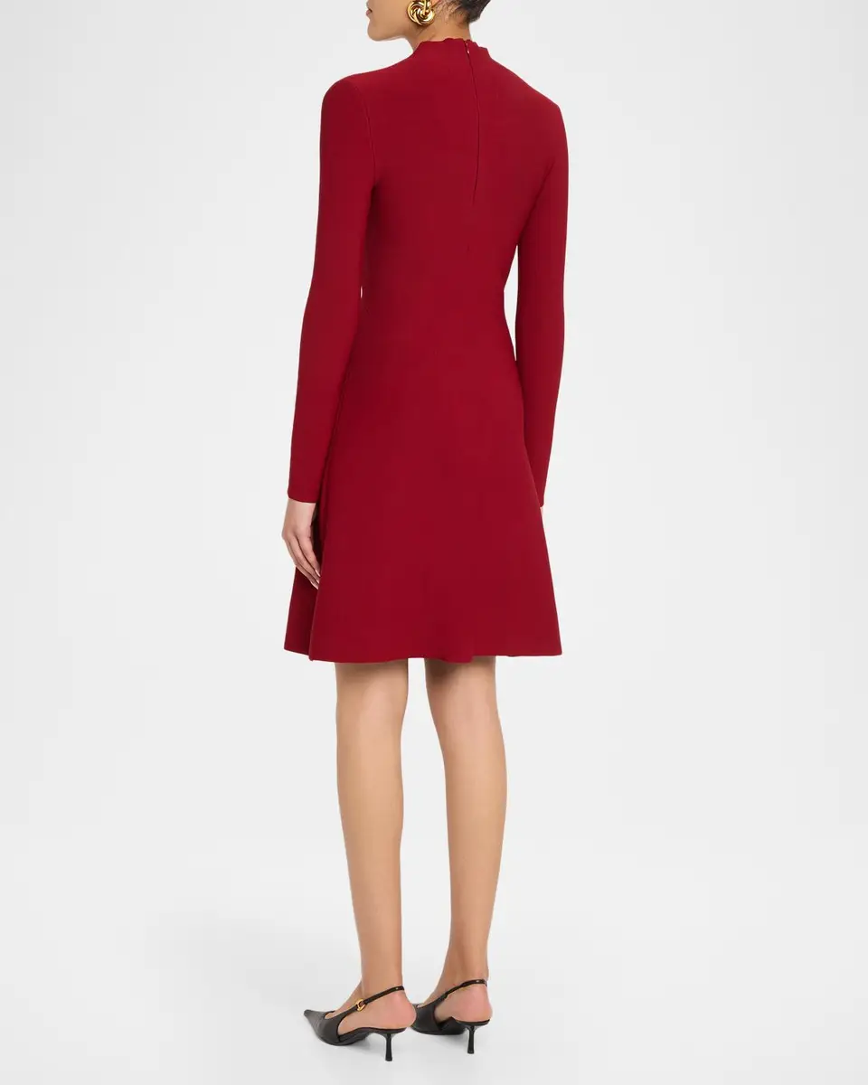 Lela Rose Floral Velvet Jacquard Long-Sleeve A-Line Dress | Thumbnail 3 Lela Rose Floral Velvet Jacquard Long-Sleeve A-Line Dress | Thumbnail 3