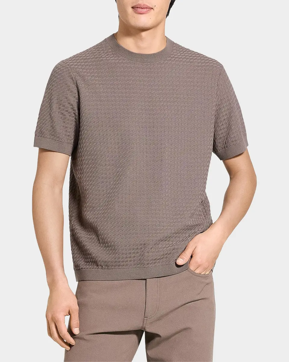 Theory Men's Damian Textured Knit Short-Sleeve Sweater | Thumbnail 4 Theory Men's Damian Textured Knit Short-Sleeve Sweater | Thumbnail 4