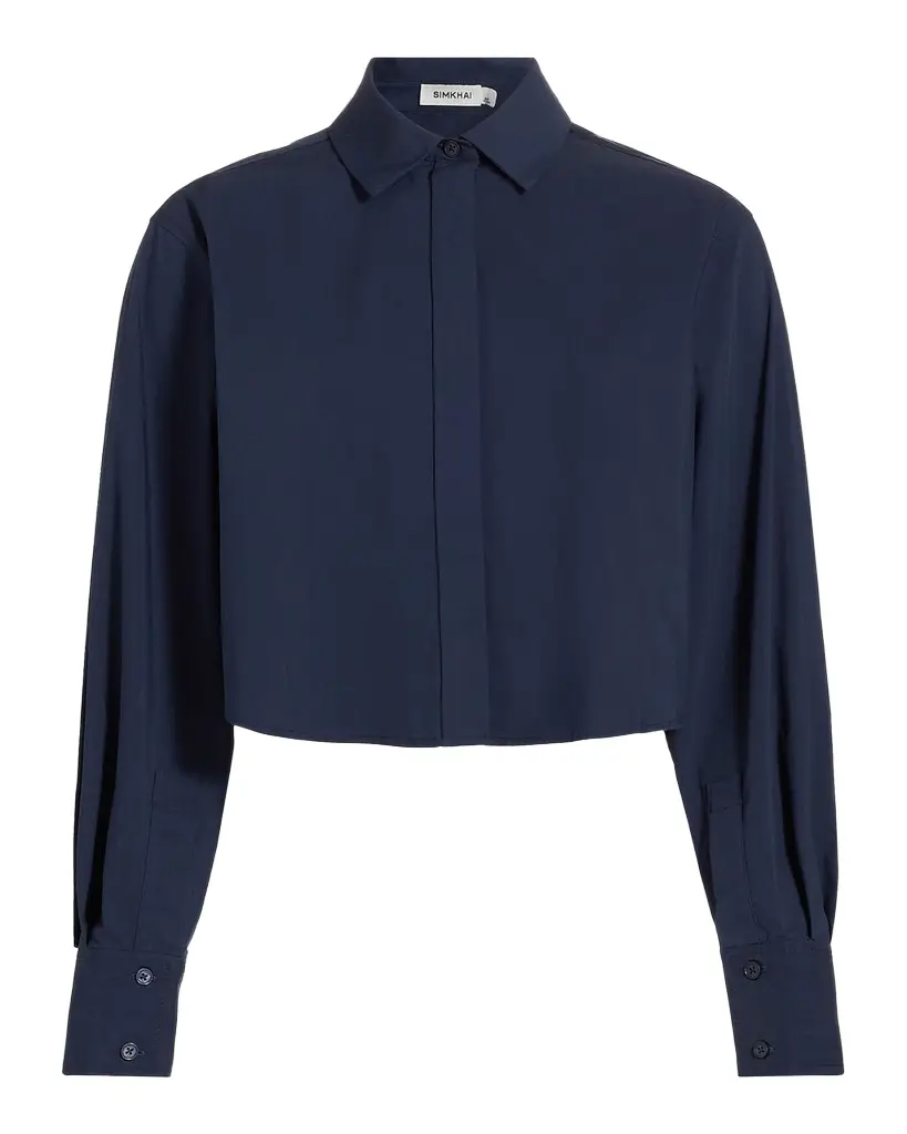 Simkhai Renata Cropped Button-Front Shirt