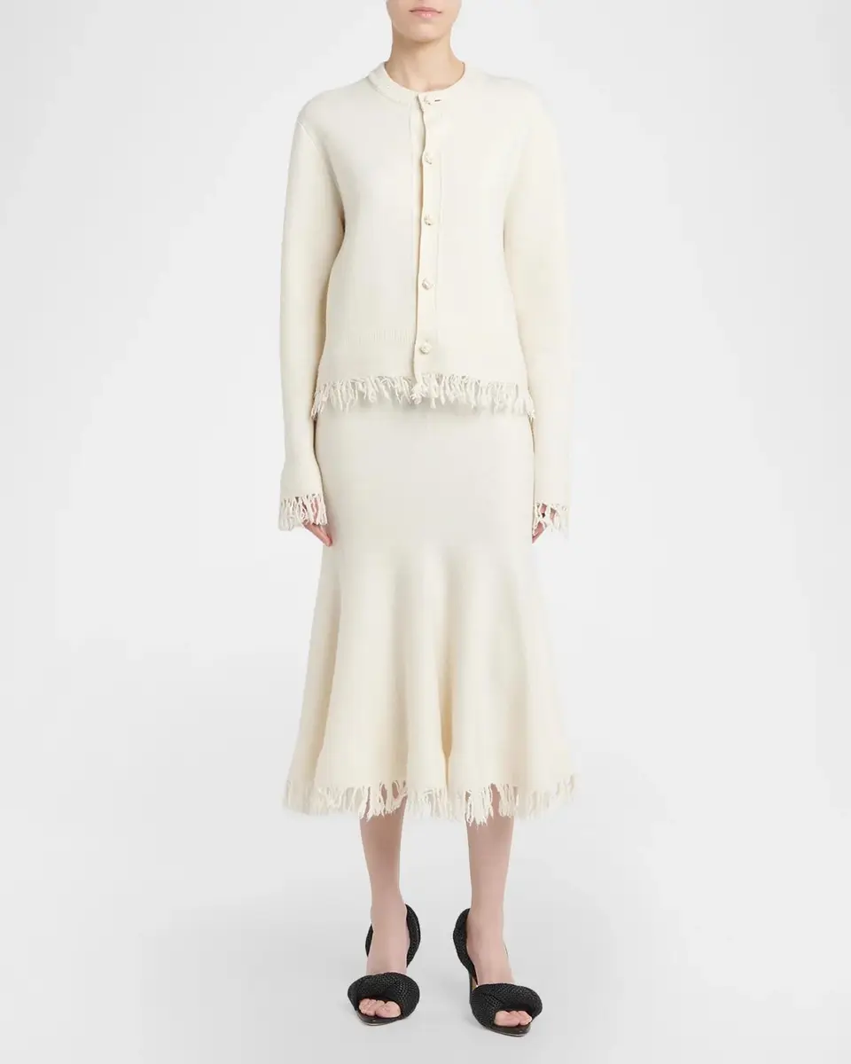 Bottega Veneta Wool Knit Fringe Midi Trumpet Skirt | Thumbnail 2 Bottega Veneta Wool Knit Fringe Midi Trumpet Skirt | Thumbnail 2
