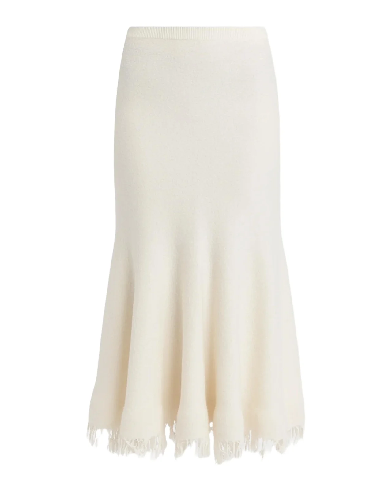 Bottega Veneta Wool Knit Fringe Midi Trumpet Skirt