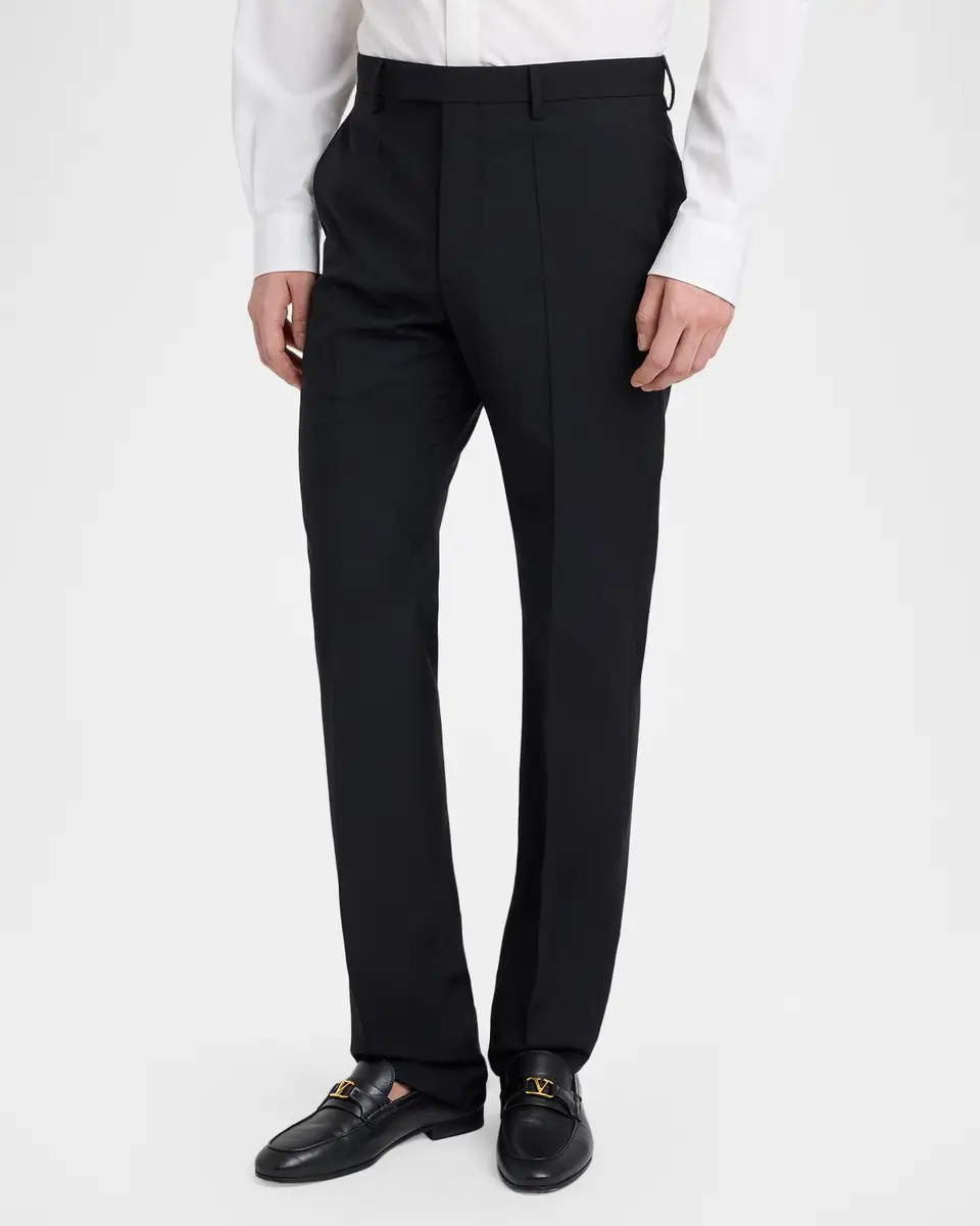 Valentino Garavani Men's Gabardine Straight-Leg Trousers | Thumbnail 4 Valentino Garavani Men's Gabardine Straight-Leg Trousers | Thumbnail 4