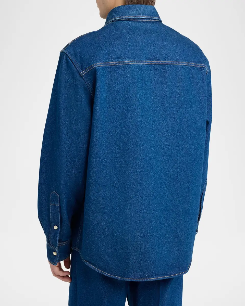 Valentino Garavani Men's VGold-Pocket Denim Western Shirt | Thumbnail 3 Valentino Garavani Men's VGold-Pocket Denim Western Shirt | Thumbnail 3