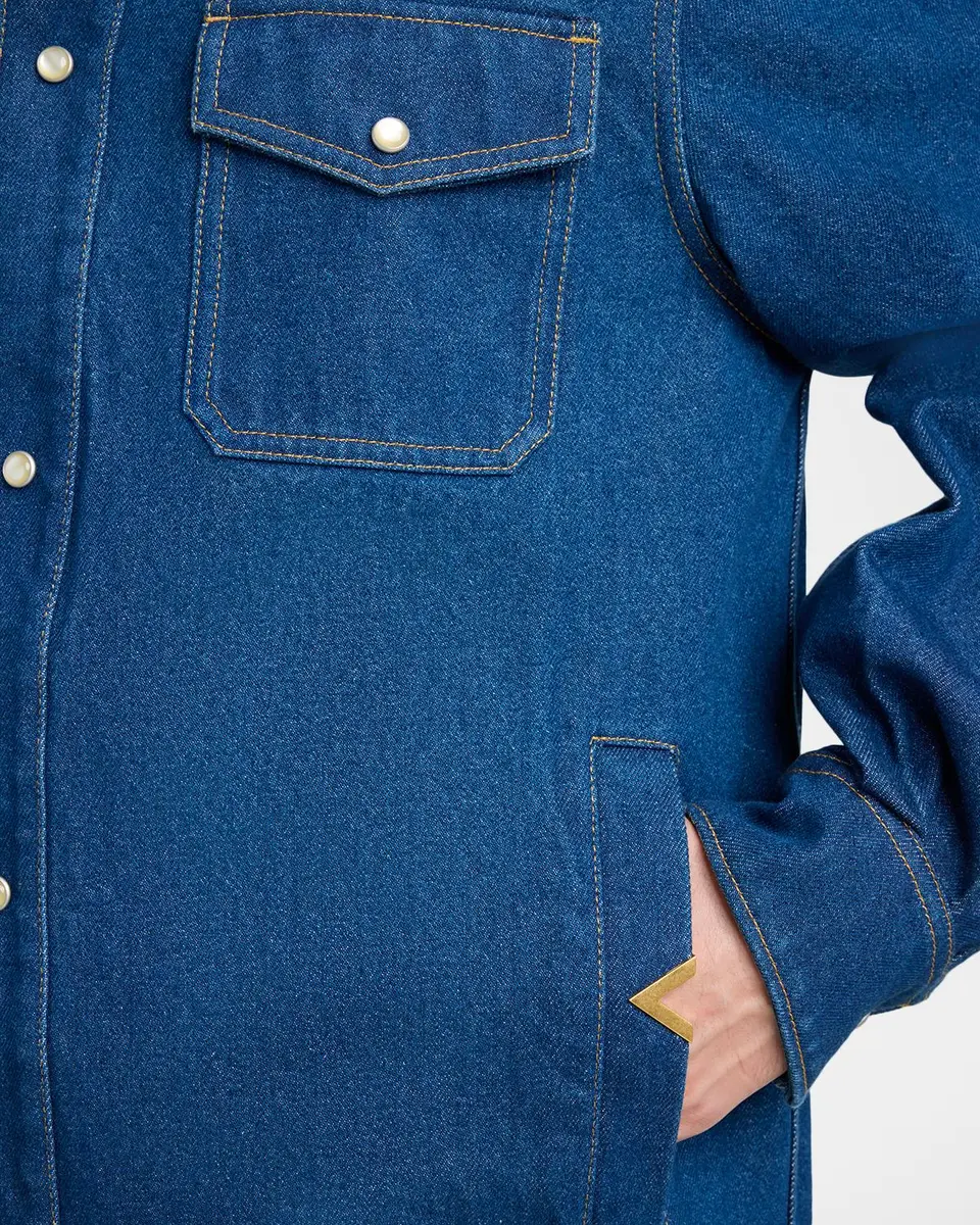 Valentino Garavani Men's VGold-Pocket Denim Western Shirt | Thumbnail 5 Valentino Garavani Men's VGold-Pocket Denim Western Shirt | Thumbnail 5