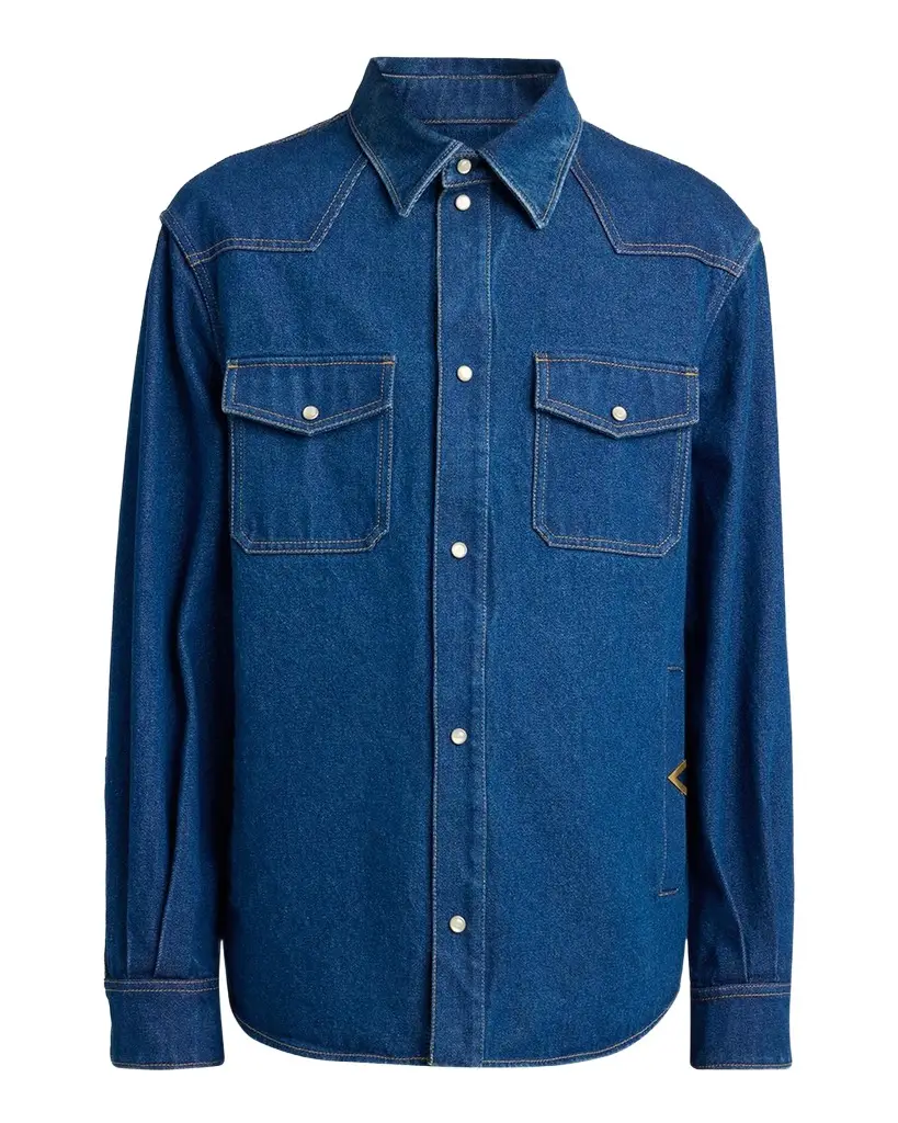 Valentino Garavani Men's VGold-Pocket Denim Western Shirt | Image 1 Valentino Garavani Men's VGold-Pocket Denim Western Shirt | Image 1