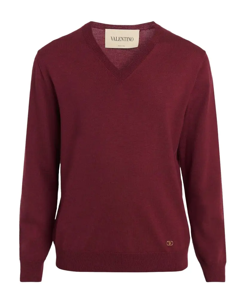 Valentino Garavani Men's Wool Vlogo V-Neck Sweater | Image 1 Valentino Garavani Men's Wool Vlogo V-Neck Sweater | Image 1