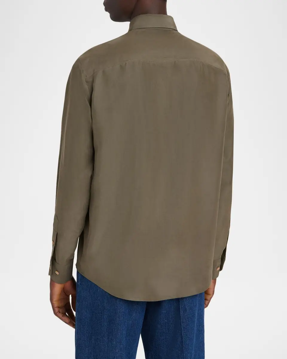 Valentino Garavani Men's Silk Classic Fit Button-Down Shirt | Thumbnail 3 Valentino Garavani Men's Silk Classic Fit Button-Down Shirt | Thumbnail 3