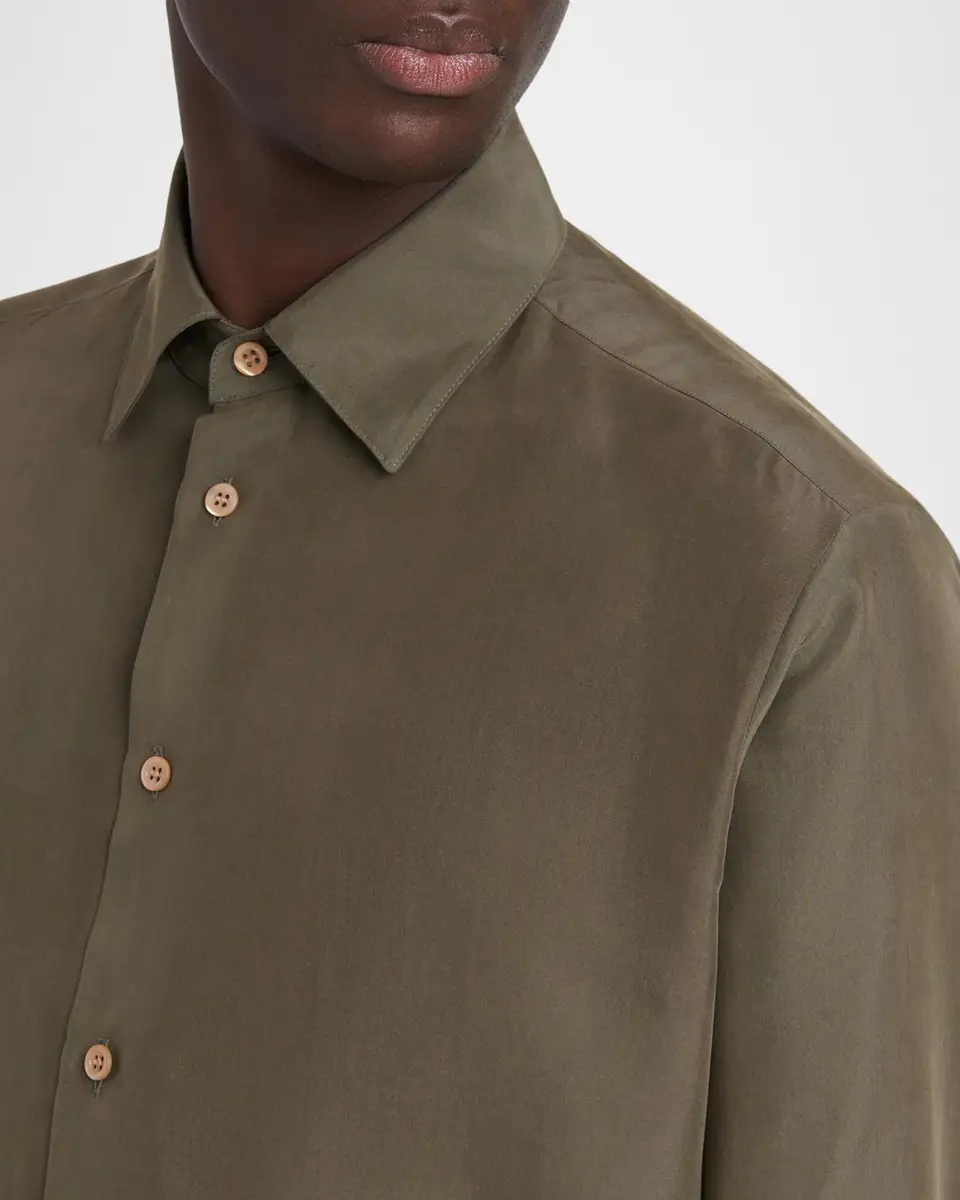 Valentino Garavani Men's Silk Classic Fit Button-Down Shirt | Thumbnail 5 Valentino Garavani Men's Silk Classic Fit Button-Down Shirt | Thumbnail 5
