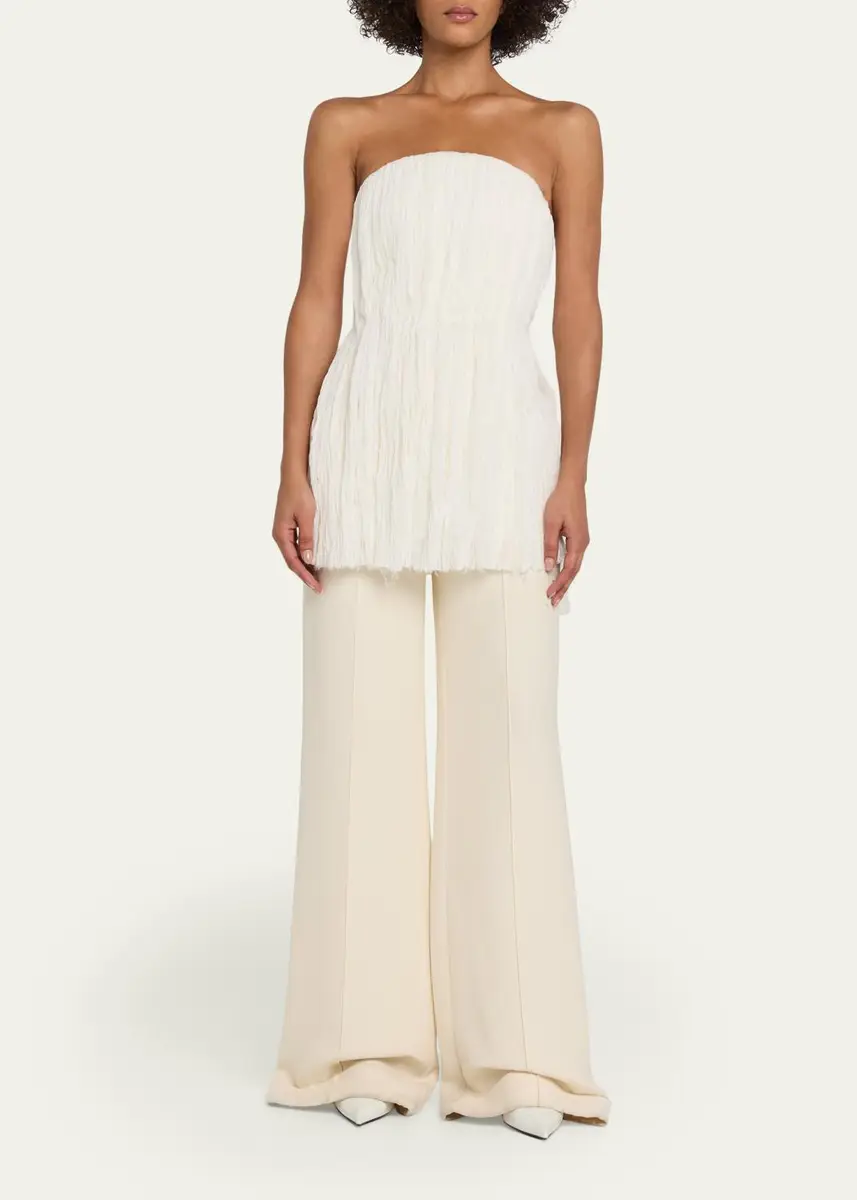 Adam Lippes Isla Pleated Delp Silk Strapless Top | Thumbnail 2