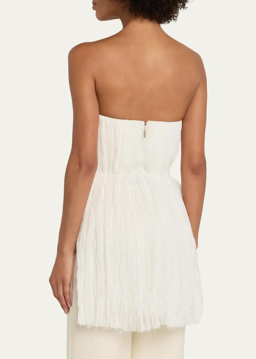 Adam Lippes Isla Pleated Delp Silk Strapless Top | Thumbnail 3