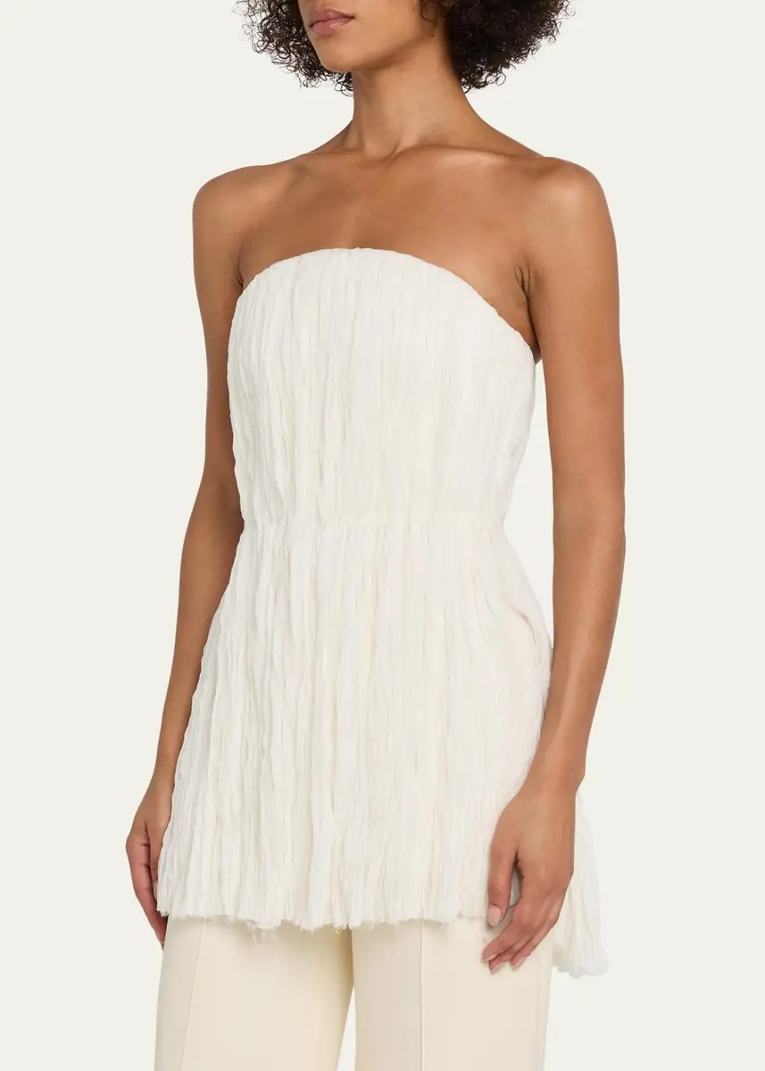 Adam Lippes Isla Pleated Delp Silk Strapless Top | Thumbnail 4