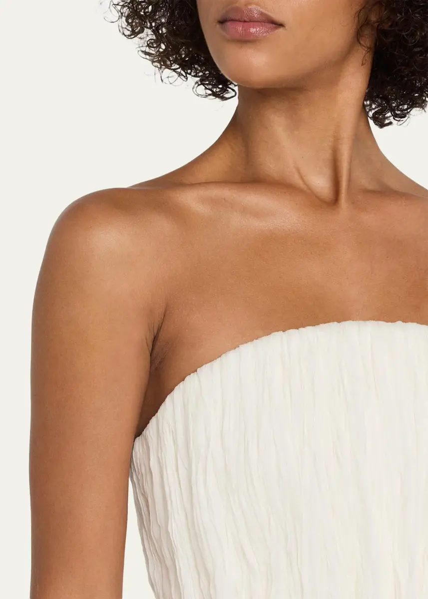 Adam Lippes Isla Pleated Delp Silk Strapless Top | Thumbnail 5