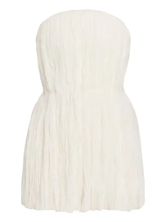 Adam Lippes Isla Pleated Delp Silk Strapless Top