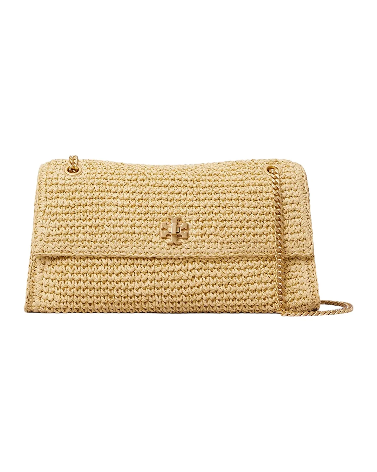 Tory Burch Kira Turnlock Raffia Shoulder Bag