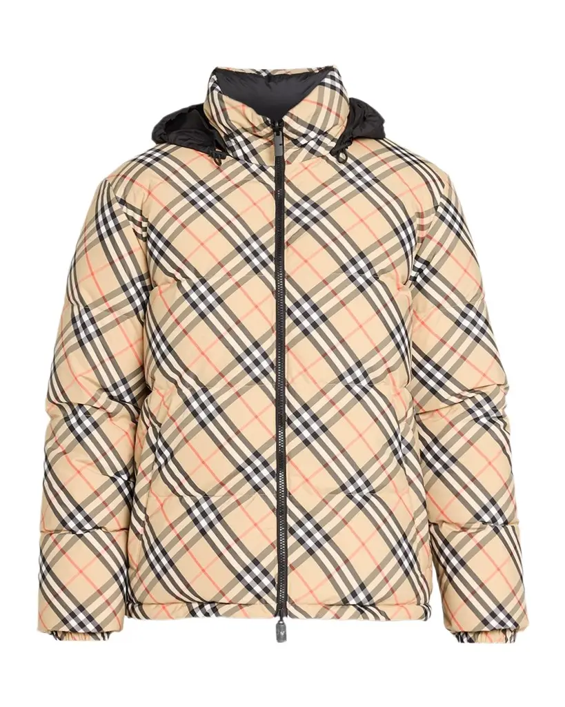 Burberry Men's Reversible Check Snowdon Down Puffer Jacket | Image 1 Burberry Men's Reversible Check Snowdon Down Puffer Jacket | Image 1