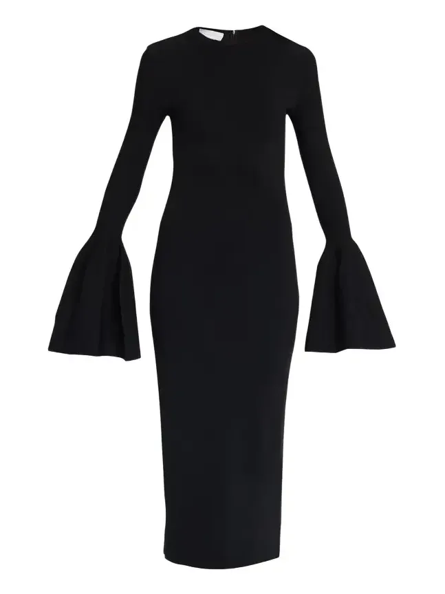 Compact Knit Bell-Sleeve Midi Dress Compact Knit Bell-Sleeve Midi Dress