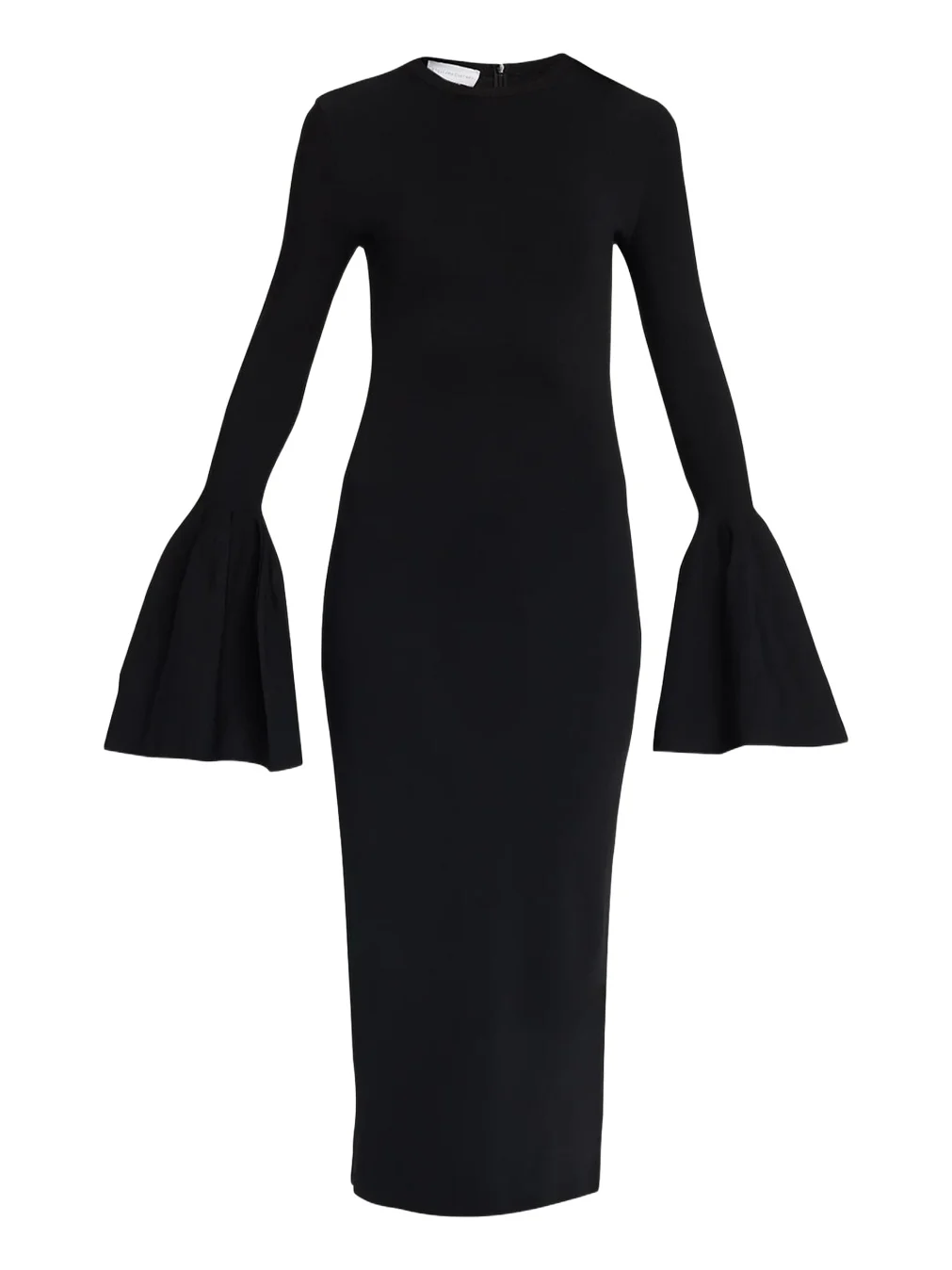 Compact Knit Bell-Sleeve Midi Dress