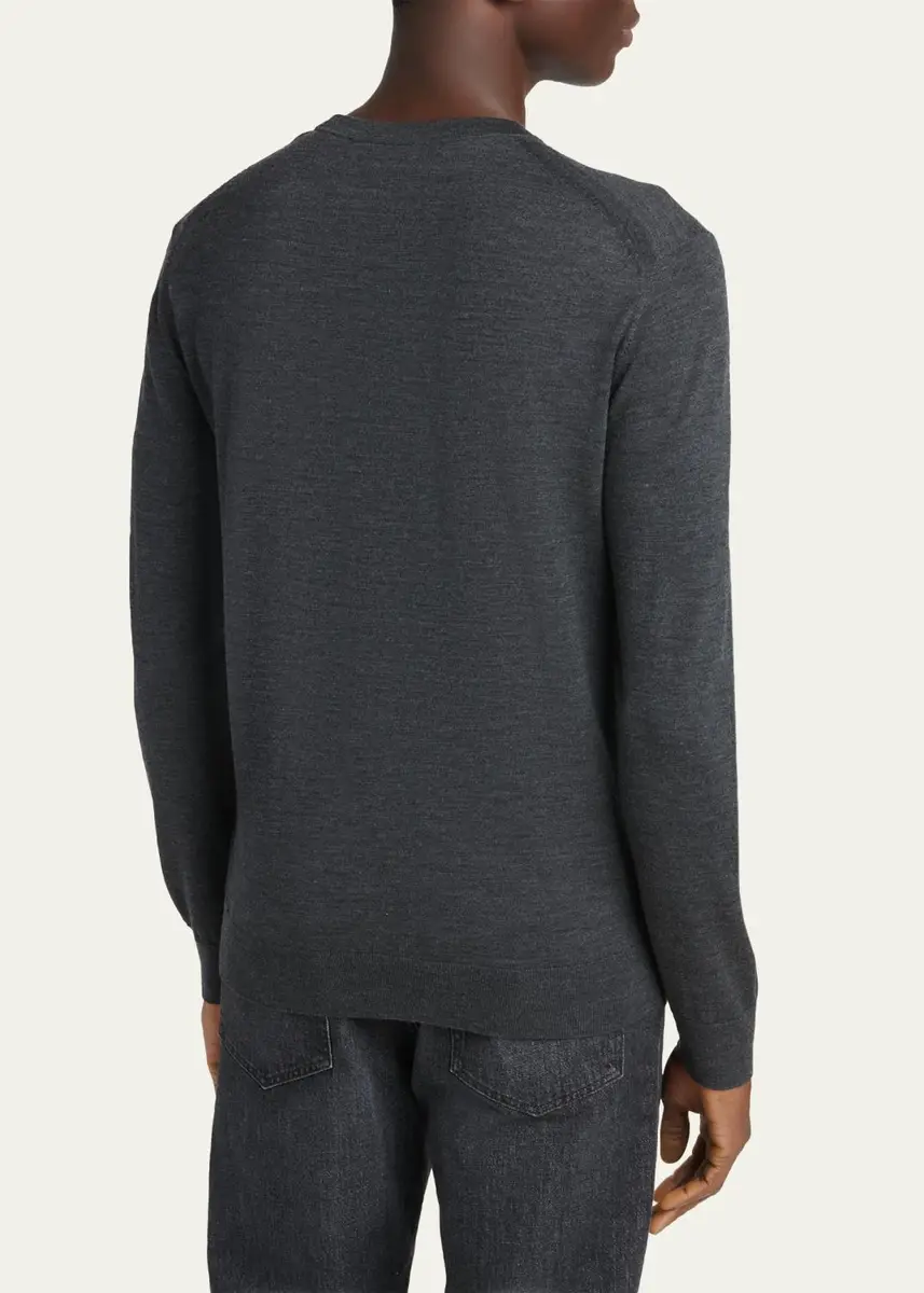 Zegna Men's Trofeo Wool Crewneck Sweater | Thumbnail 3 Zegna Men's Trofeo Wool Crewneck Sweater | Thumbnail 3