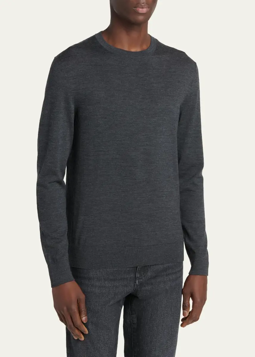 Zegna Men's Trofeo Wool Crewneck Sweater | Thumbnail 4 Zegna Men's Trofeo Wool Crewneck Sweater | Thumbnail 4
