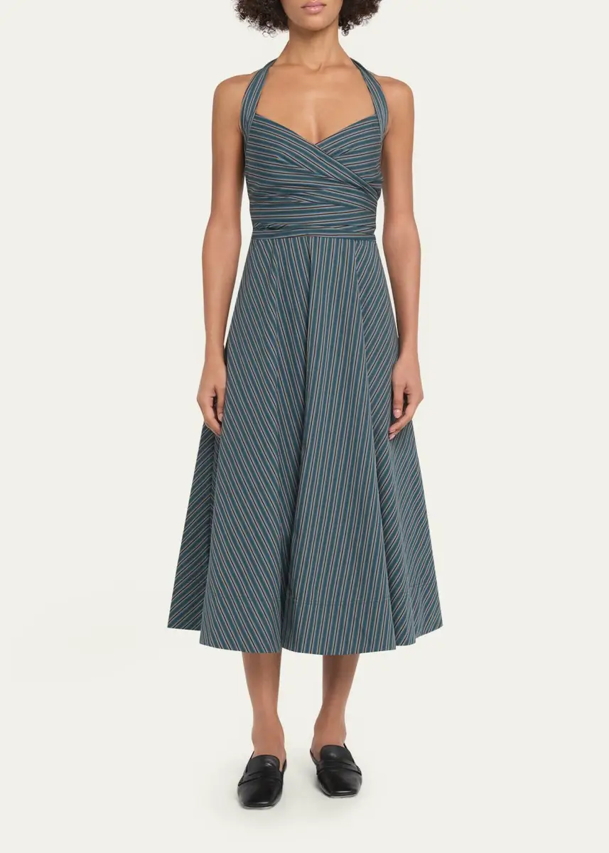 A.L.C. Magnolia Stripe Halter Midi Dress | Thumbnail 2 A.L.C. Magnolia Stripe Halter Midi Dress | Thumbnail 2